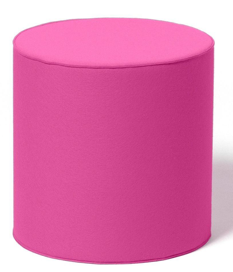 Pinker, zylinderförmiger Sitzhocker aus Stoff, ideal als moderne und farbenfrohe Sitzgelegenheit für Wohnzimmer und Kinderzimmer.