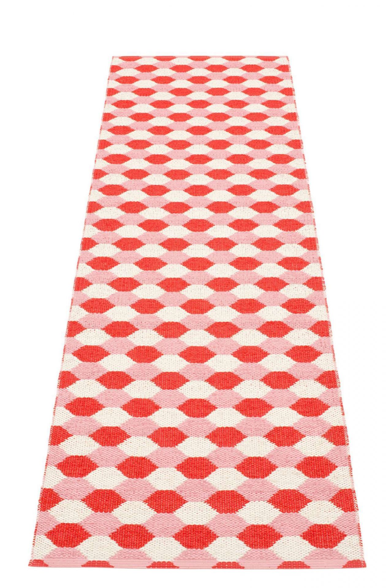 Dana Kunststoffteppich mit Korallen- und Weißmuster, ideal als Küchenläufer oder Outdoor-Teppich.