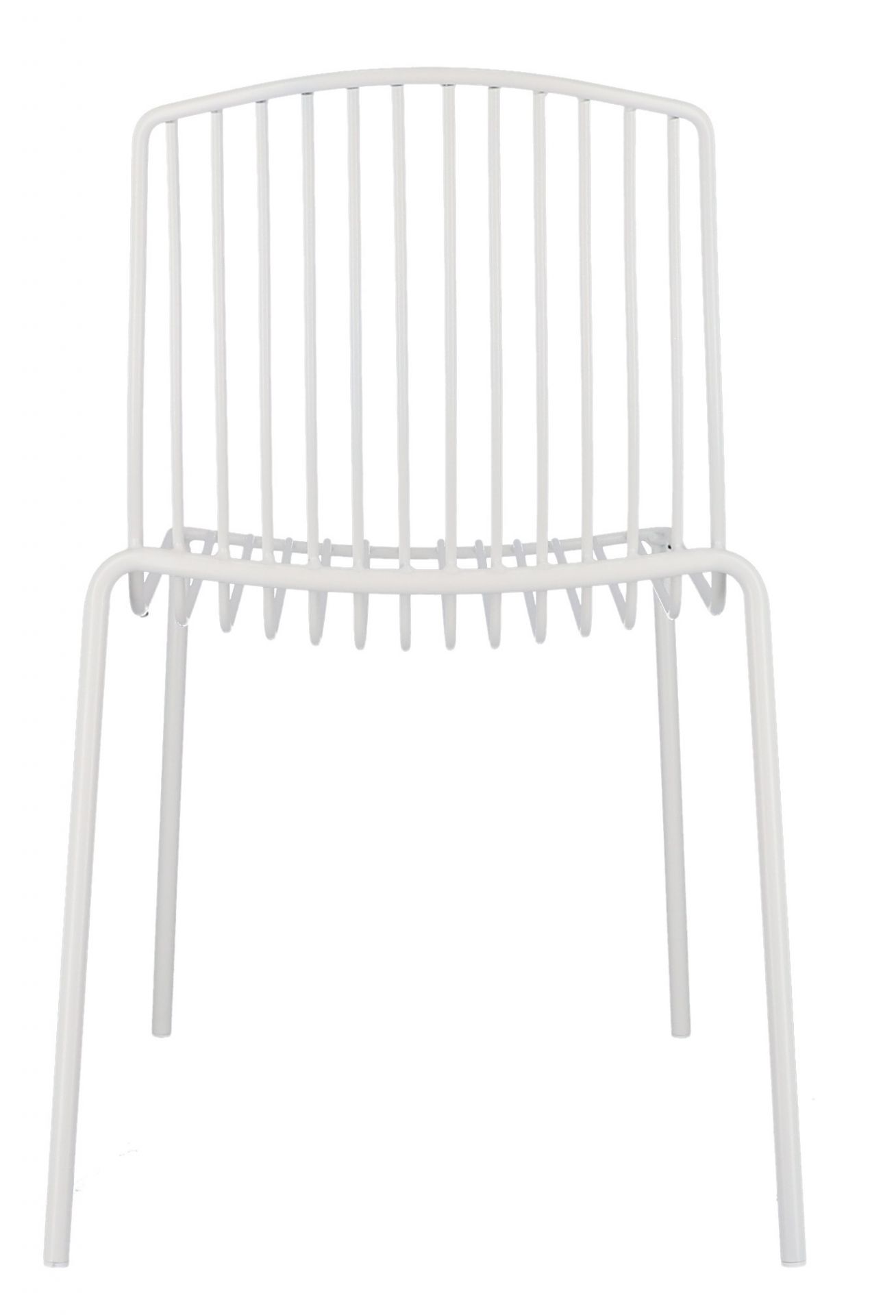 Weißer Mori Stuhl von Jan Kurtz für den Außenbereich, minimalistisches Design mit filigranem Metallgestell.