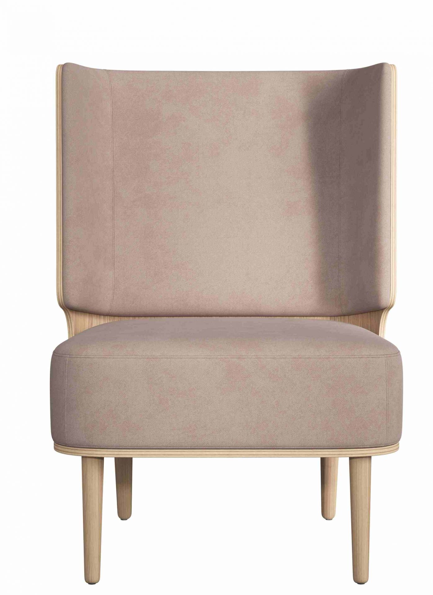 Serena Lounge Chair Sessel in Dusty Rose mit Eichenholzrahmen, moderne Wohnzimmermöbel.