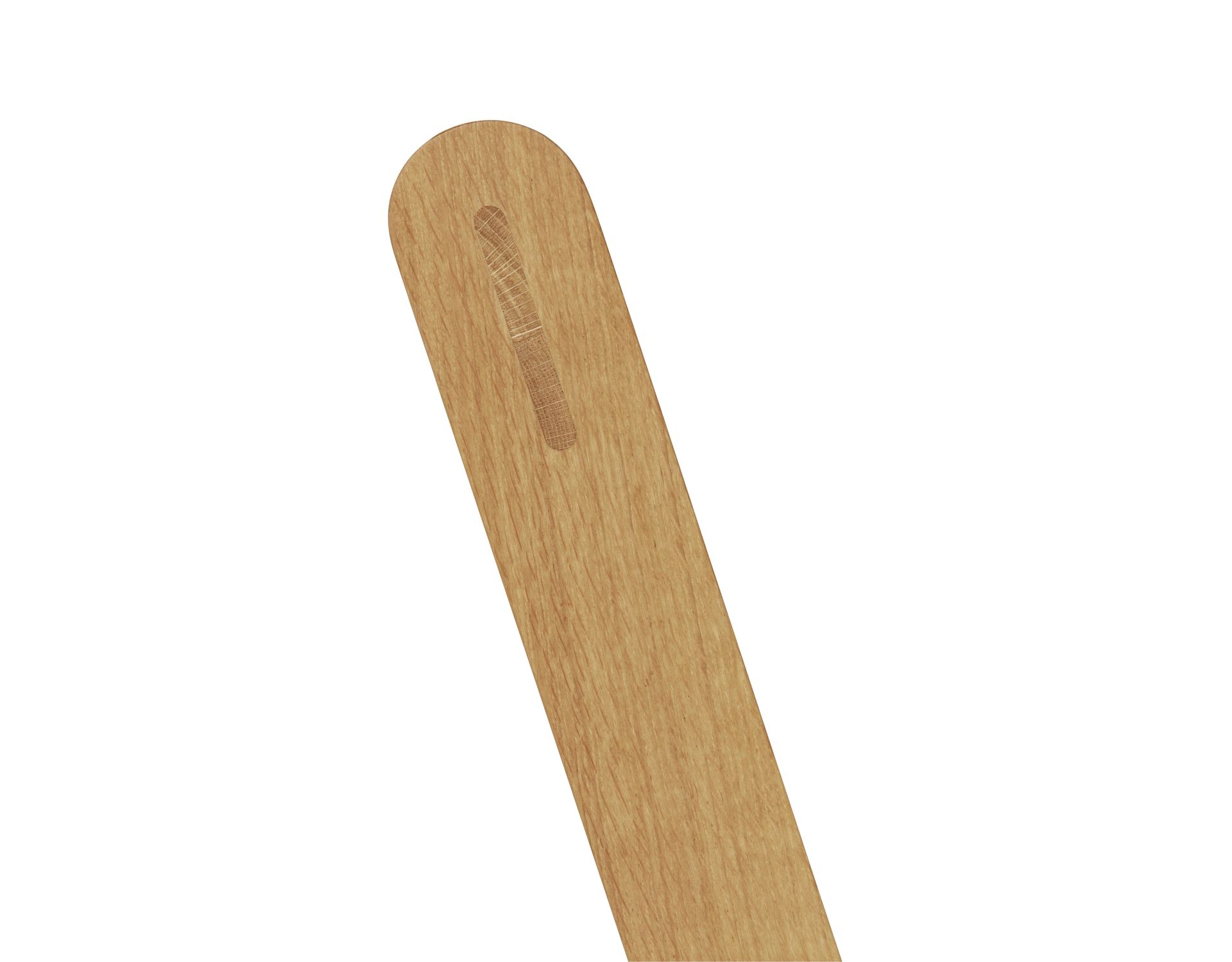 Detailaufnahme einer Holzsprosse der Step By Step Leiter Form & Refine mit abgerundetem Ende.