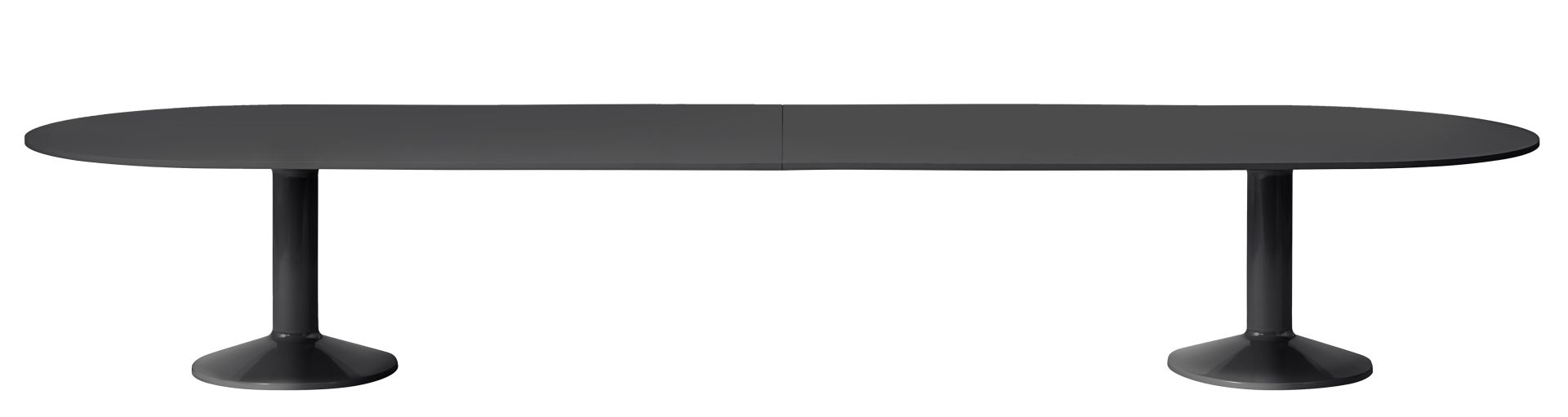 Muuto Midst Konferenztisch, oval, schwarz, modernes Design für Besprechungsräume und Büros.