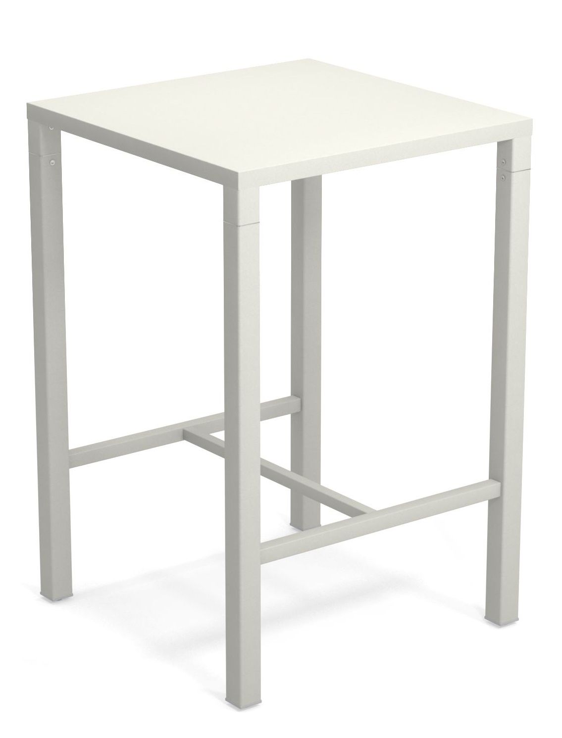 Quadratischer, weißer Nova Hochtisch von Emu für den Außenbereich, ideal für Garten, Terrasse und Balkon.