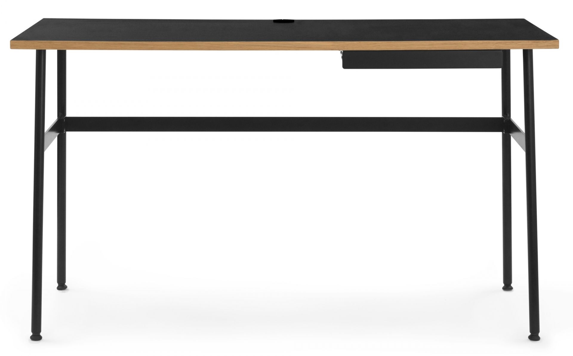 Schwarzer Schreibtisch von Normann Copenhagen mit minimalistischem Design und Ablagefach, ideal für Büro oder Arbeitszimmer.