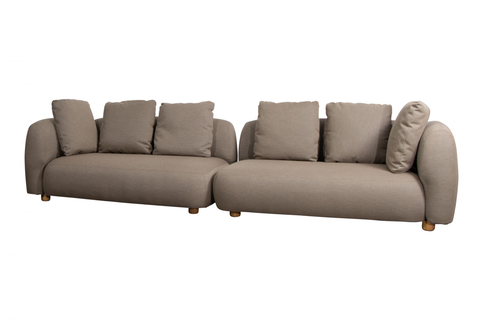 Capture Outdoor 2-Sitzer Sofa Modul von Cane-Line, modernes Gartensofa aus wetterfestem Stoff mit Kissen.