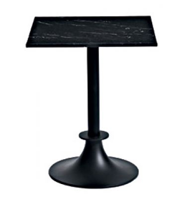 Kleiner, schwarzer Beistelltisch "Lord Yi" mit quadratischer Marmorplatte aus Marquina Marmor. Design Driade.