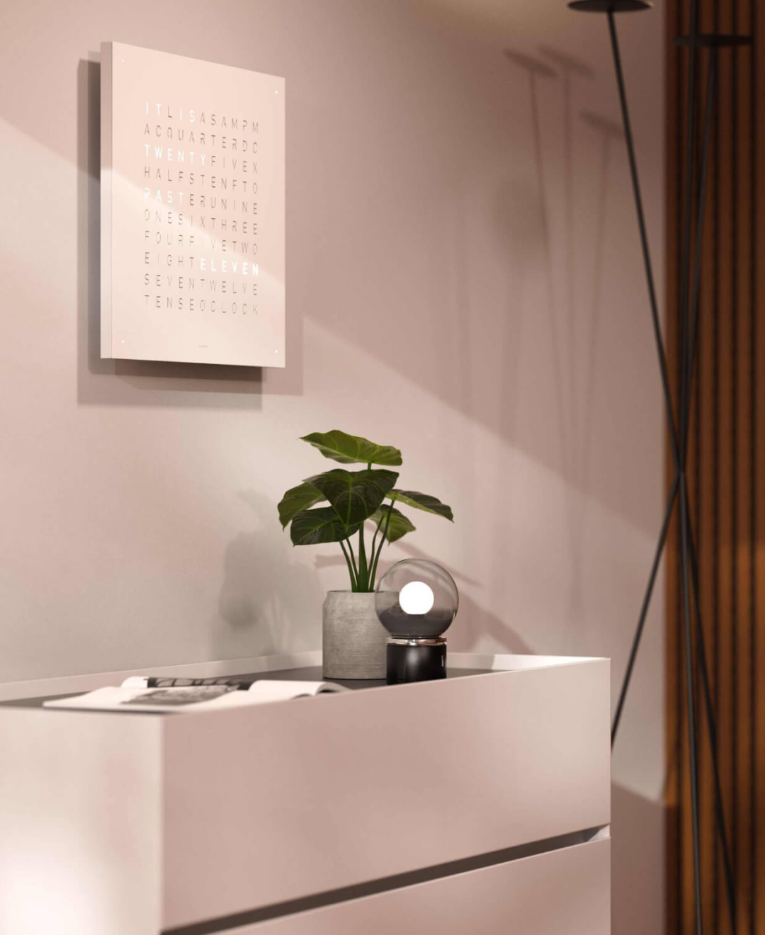 Earth 45 Steel Series Wandklok / Tijdsobject Duits QLOCKTWO
