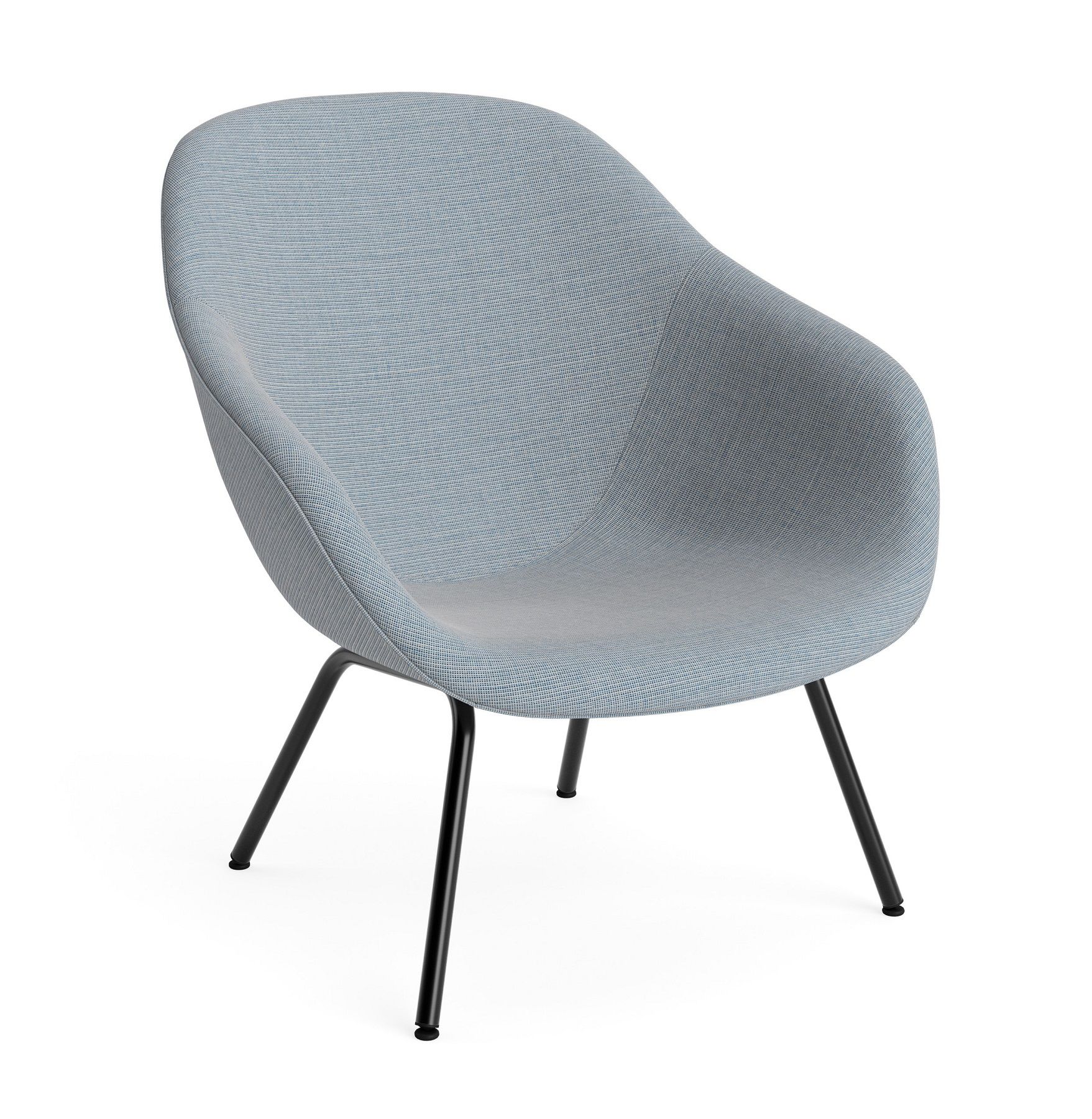 About a Lounge AAL 87 Sessel von Hay mit hellblauem Stoffbezug und schwarzem Metallgestell.