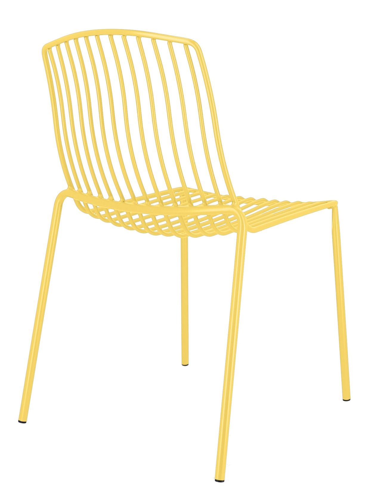 Gelber Mori Stuhl von Jan Kurtz für den Außenbereich, modernes Design mit Metallgestell.