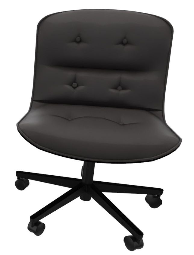 Schwarzer Pollock Executive Drehstuhl von Knoll International ohne Armlehnen mit Knopfheftung und Rollen.