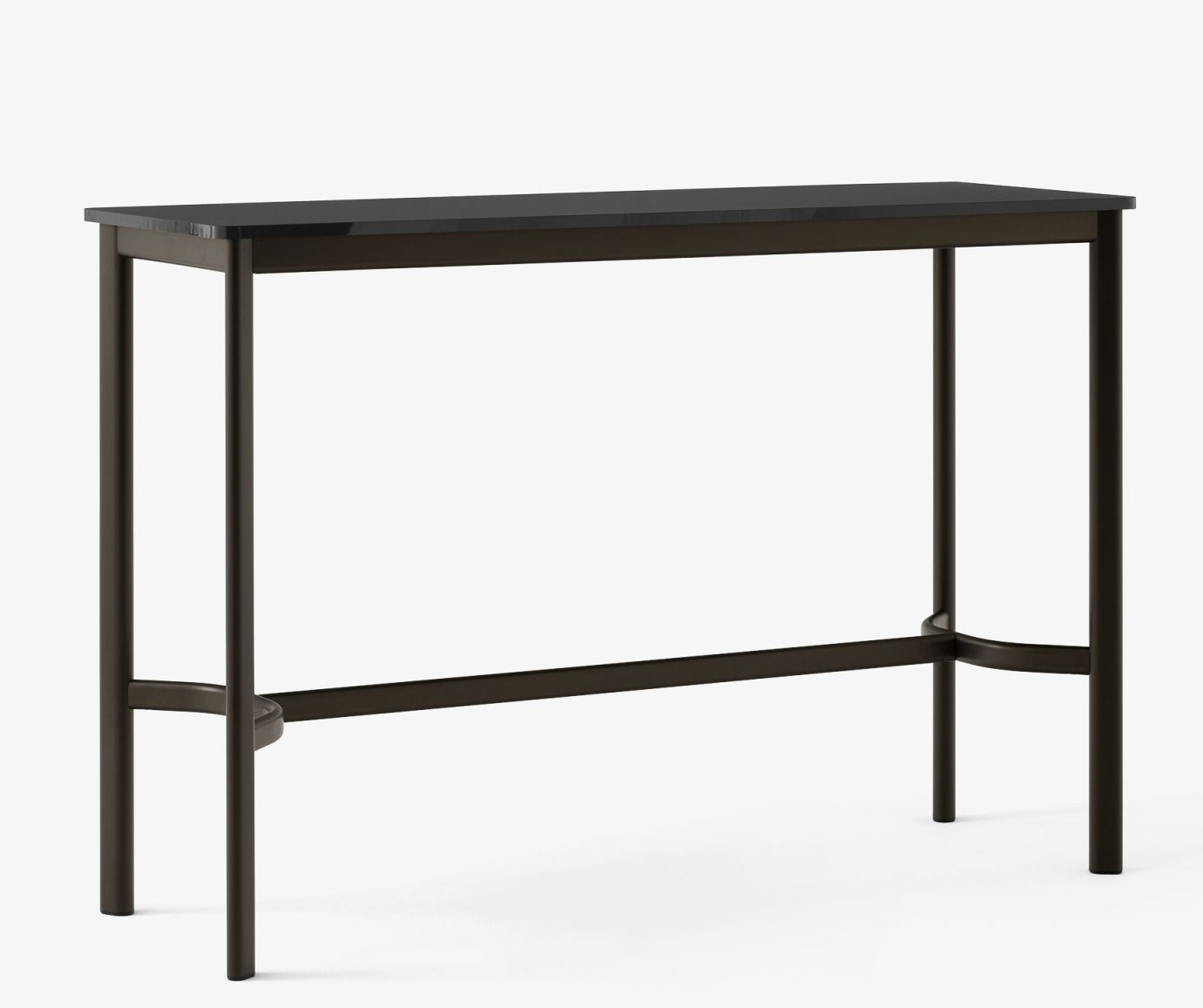 Drip High Table von AndTradition, Stehtisch mit dunkler Tischplatte und Metallgestell.