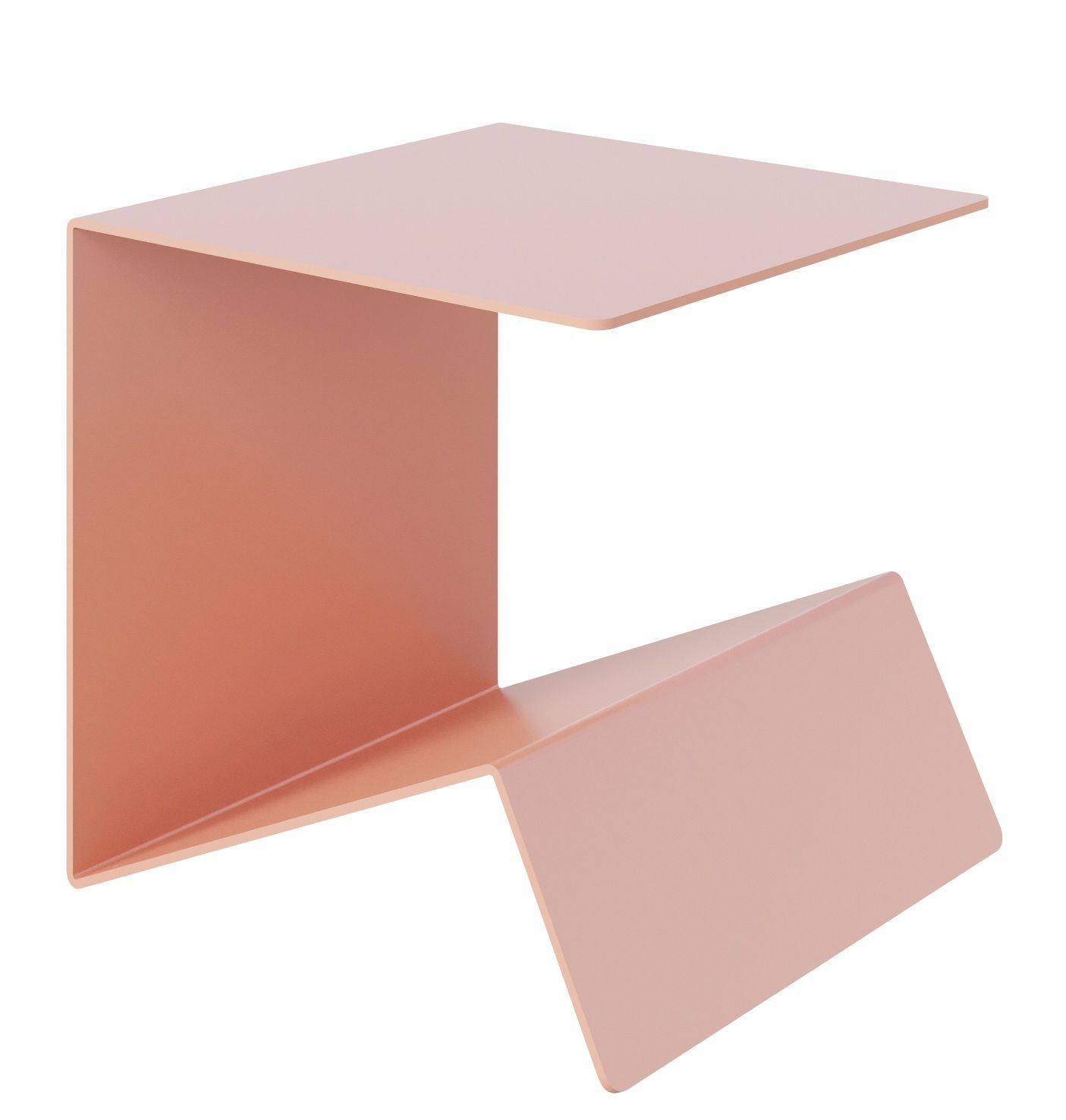 Buk  Beistelltisch von Müller Möbelwerkstätten, moderner Nachttisch in Rosa mit Ablage für Zeitschriften.