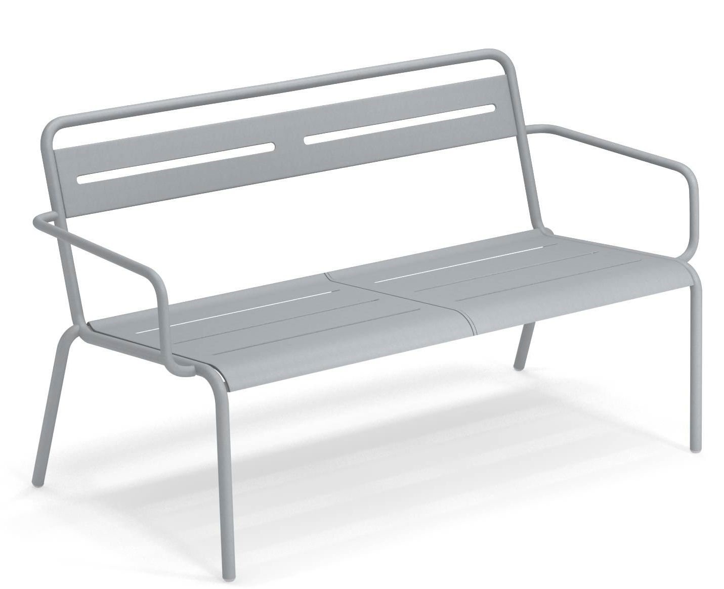 Emu Star Sofa Outdoor in Grau, modernes Design Gartenbank aus Metall für zwei Personen.