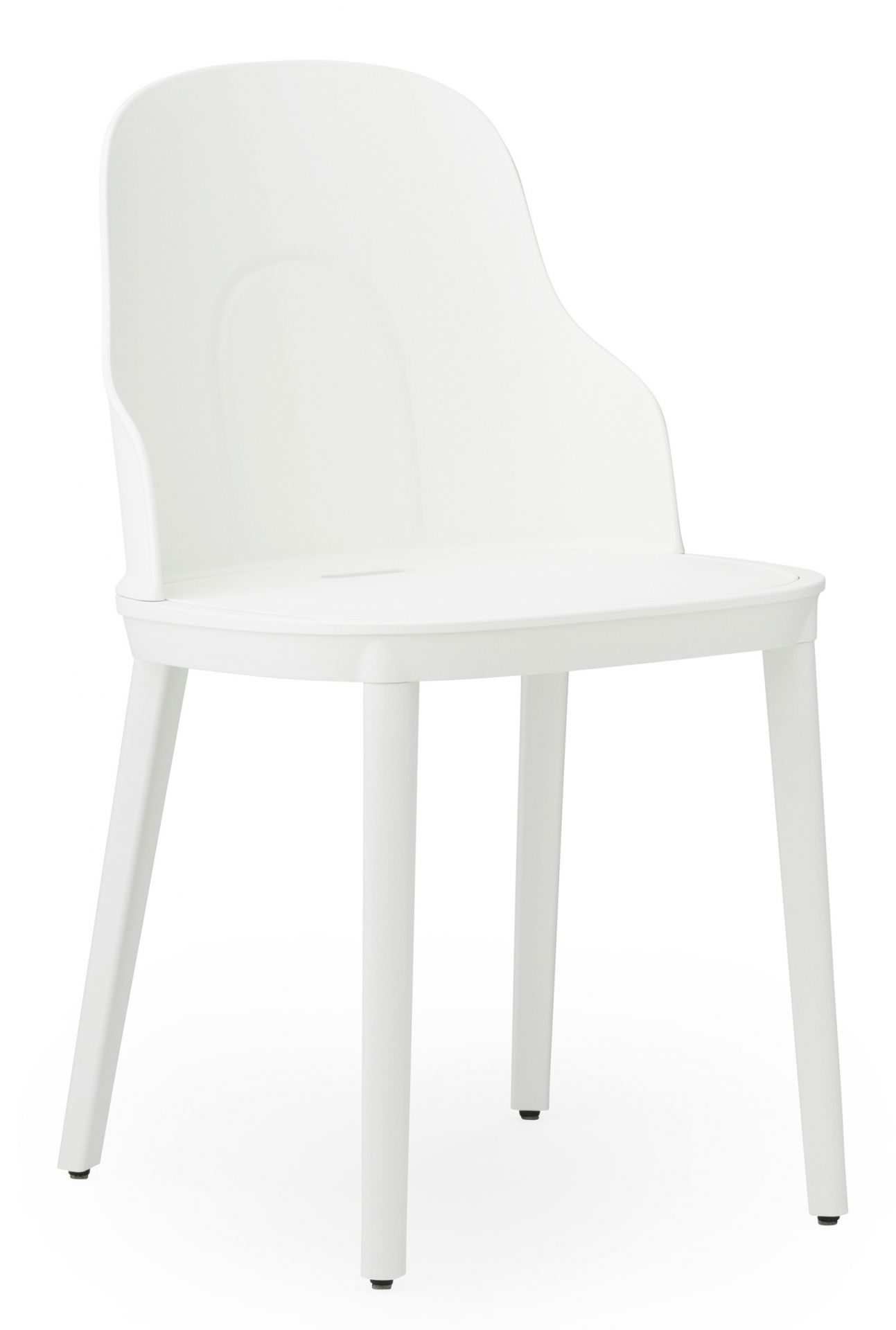 Weißer Allez Chair PP Stuhl von Normann Copenhagen, moderner Armlehnstuhl aus Polypropylen für Esszimmer und Wohnbereich.