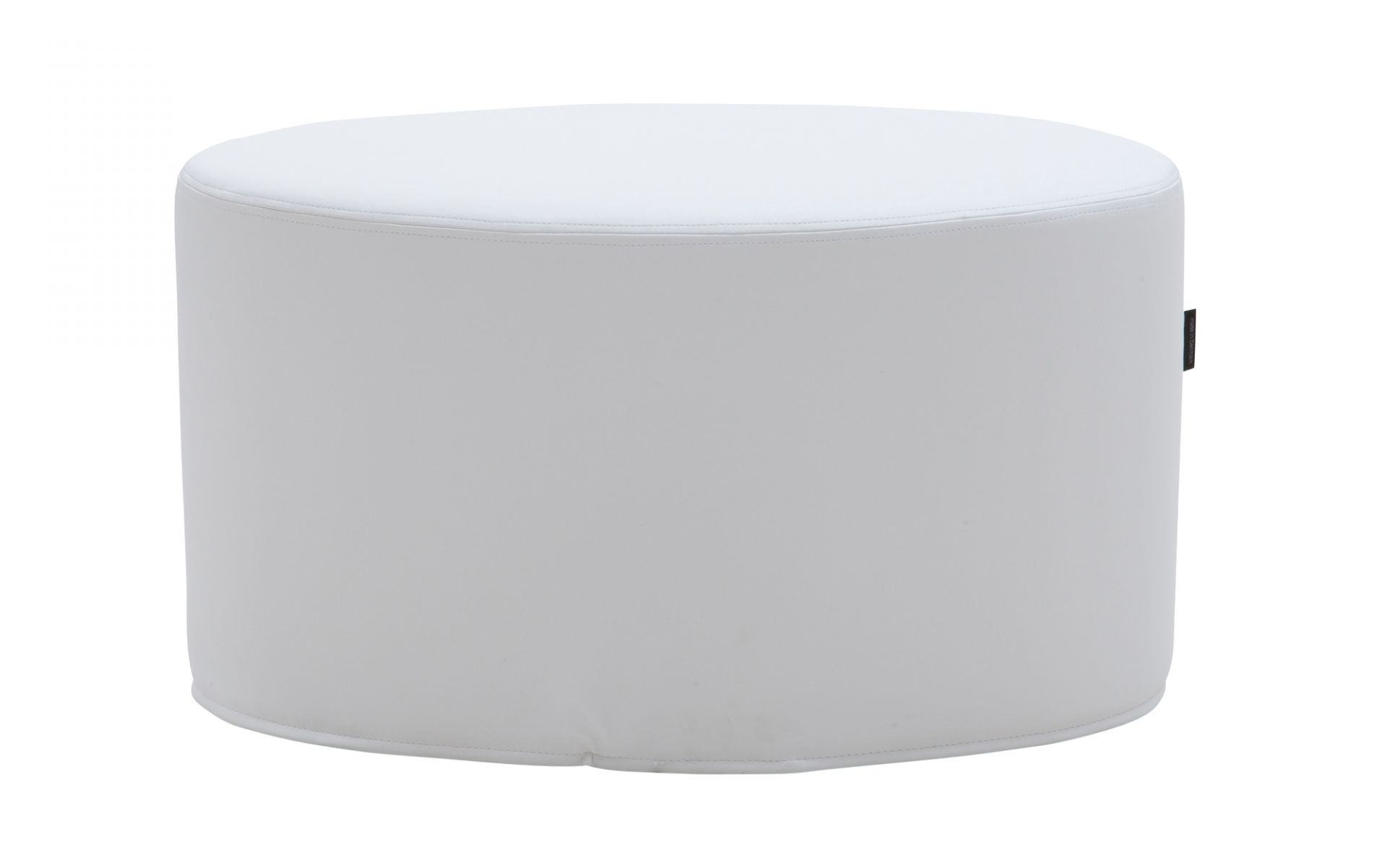 Weißer, runder Bon Bon Hocker von Softline, ideal als Sitzhocker oder Beistelltisch.
