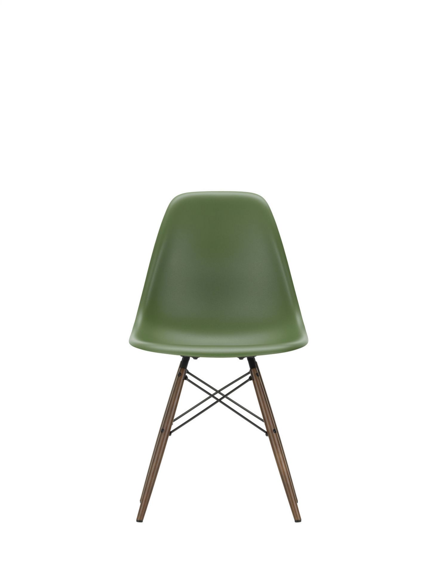 Eames Side Chair DSW in Grün mit Ahorn-Gestell, moderner Designstuhl für Wohnzimmer und Büro.