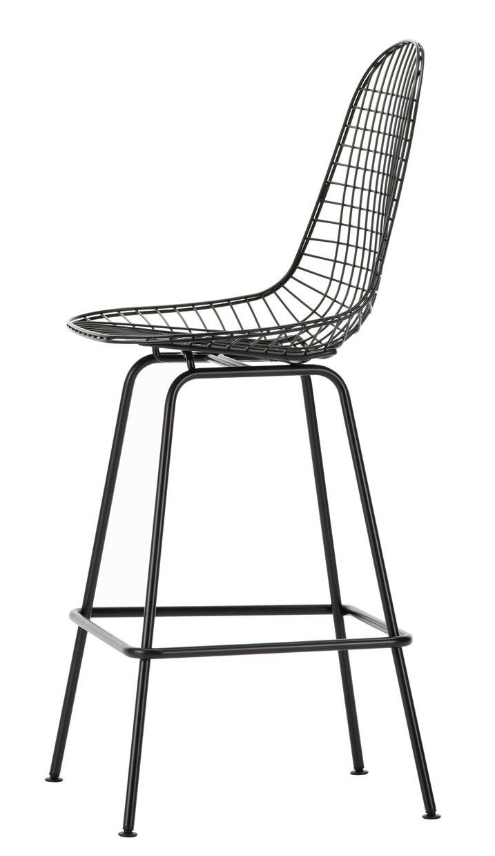 Schwarzer Eames Wire Bar Stool Barhocker von Vitra, modernes Design mit filigranem Drahtgestell.