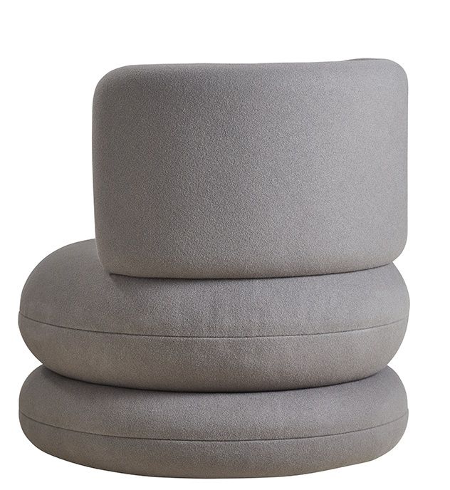 Grauer Easy Chair Sessel von Verpan, moderner Design Sessel mit runder Form.