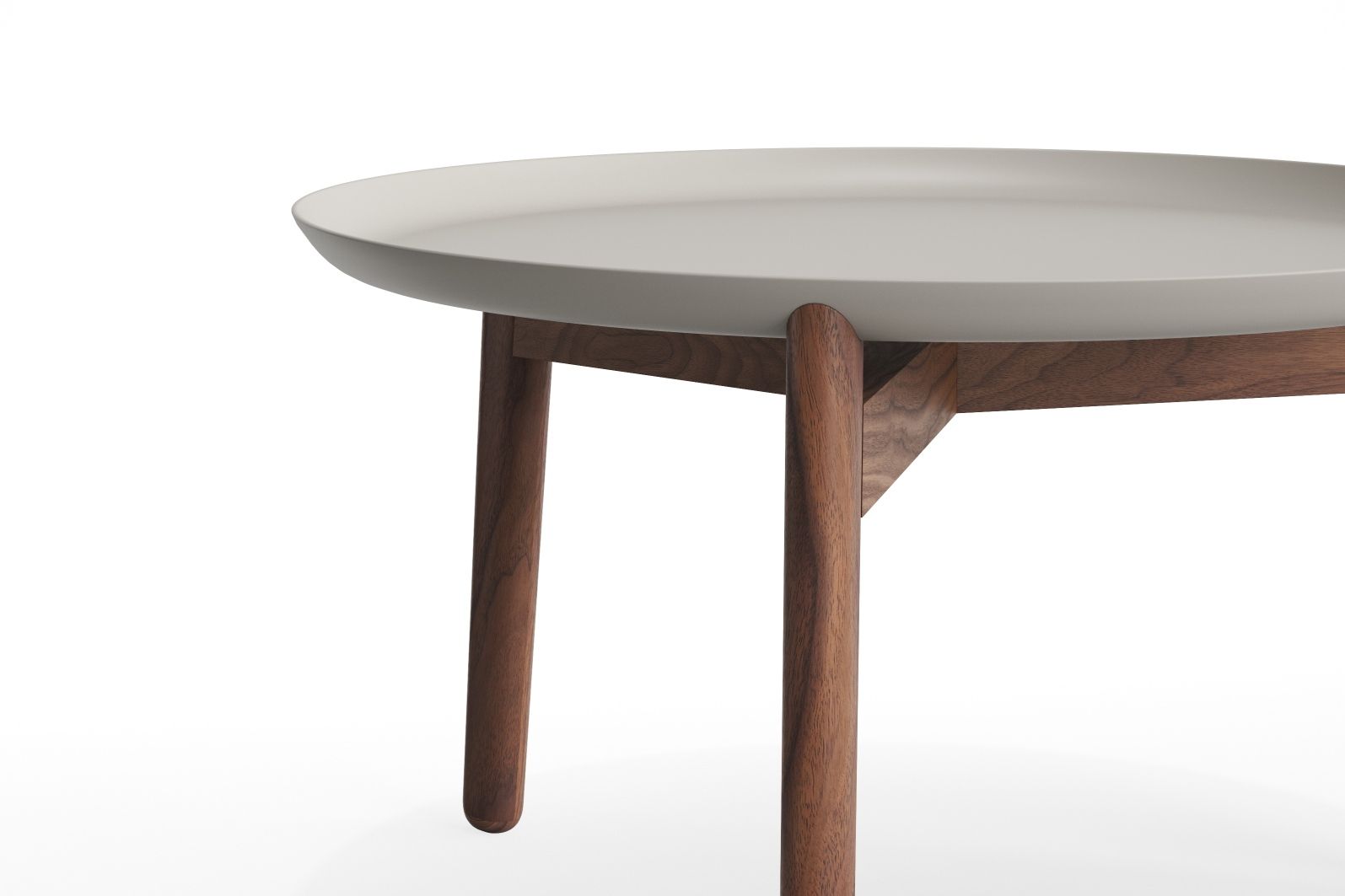 Detailaufnahme: Plaisir Beistelltisch mit Aluminiumplatte und Holzbeinen, moderner kleiner Tisch für Wohnzimmer.