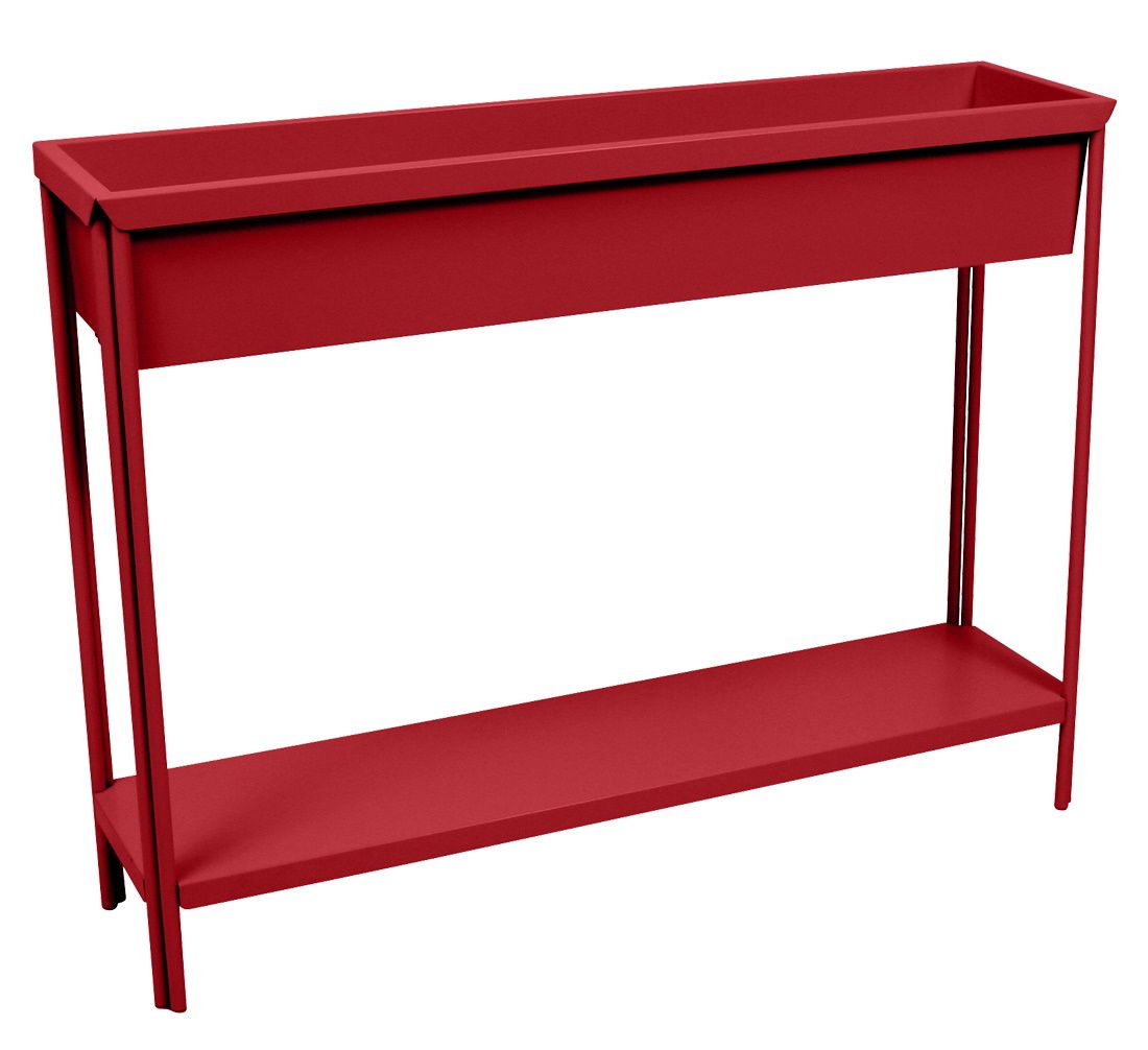 Roter Terrazza Blumenkasten von Fermob mit Ablage für den Außenbereich, modernes Design.
