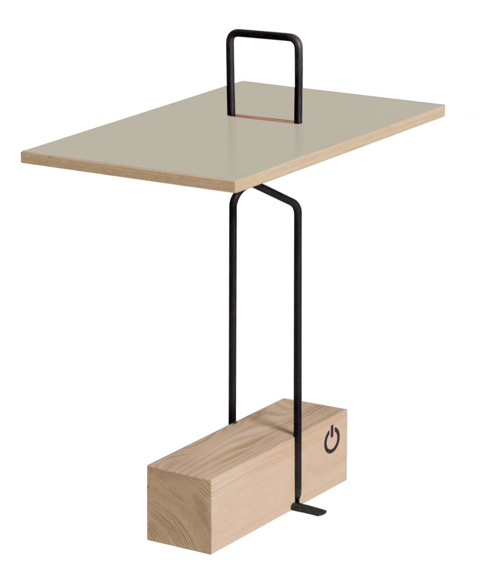 Abgemahnt Beistelltisch von Nils Holger Moormann: Moderner, minimalistischer Tisch mit Ablage und Holzfuß.