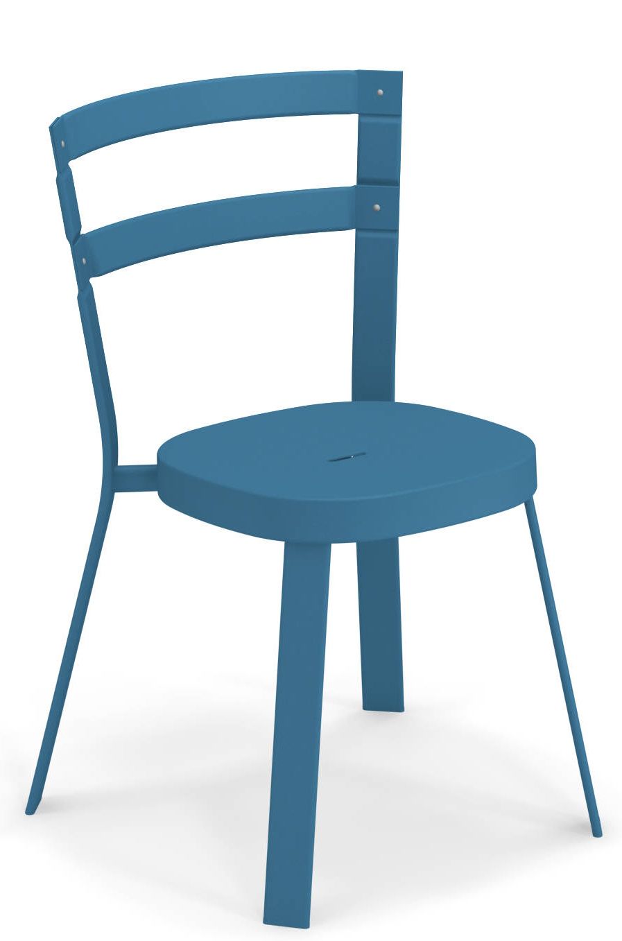 Blauer Thor Chair Stuhl von Emu für den Außenbereich, minimalistisches Design mit Latten im Rücken.
