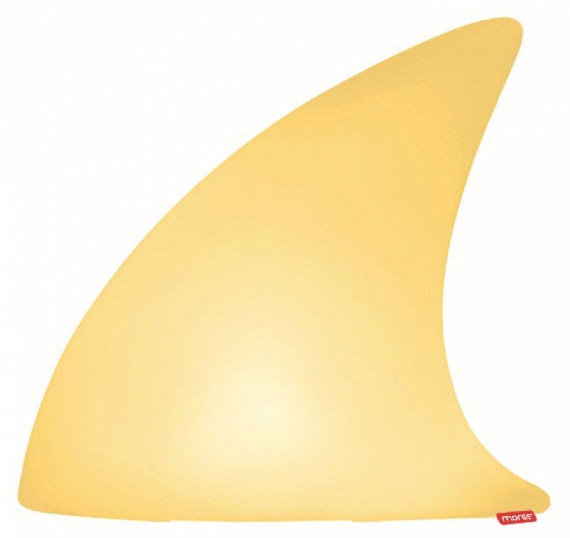 Moree Shark Leuchte: Gelbe, leuchtende Haifischflosse als Bodenlampe für stimmungsvolle Beleuchtung im Innenbereich.