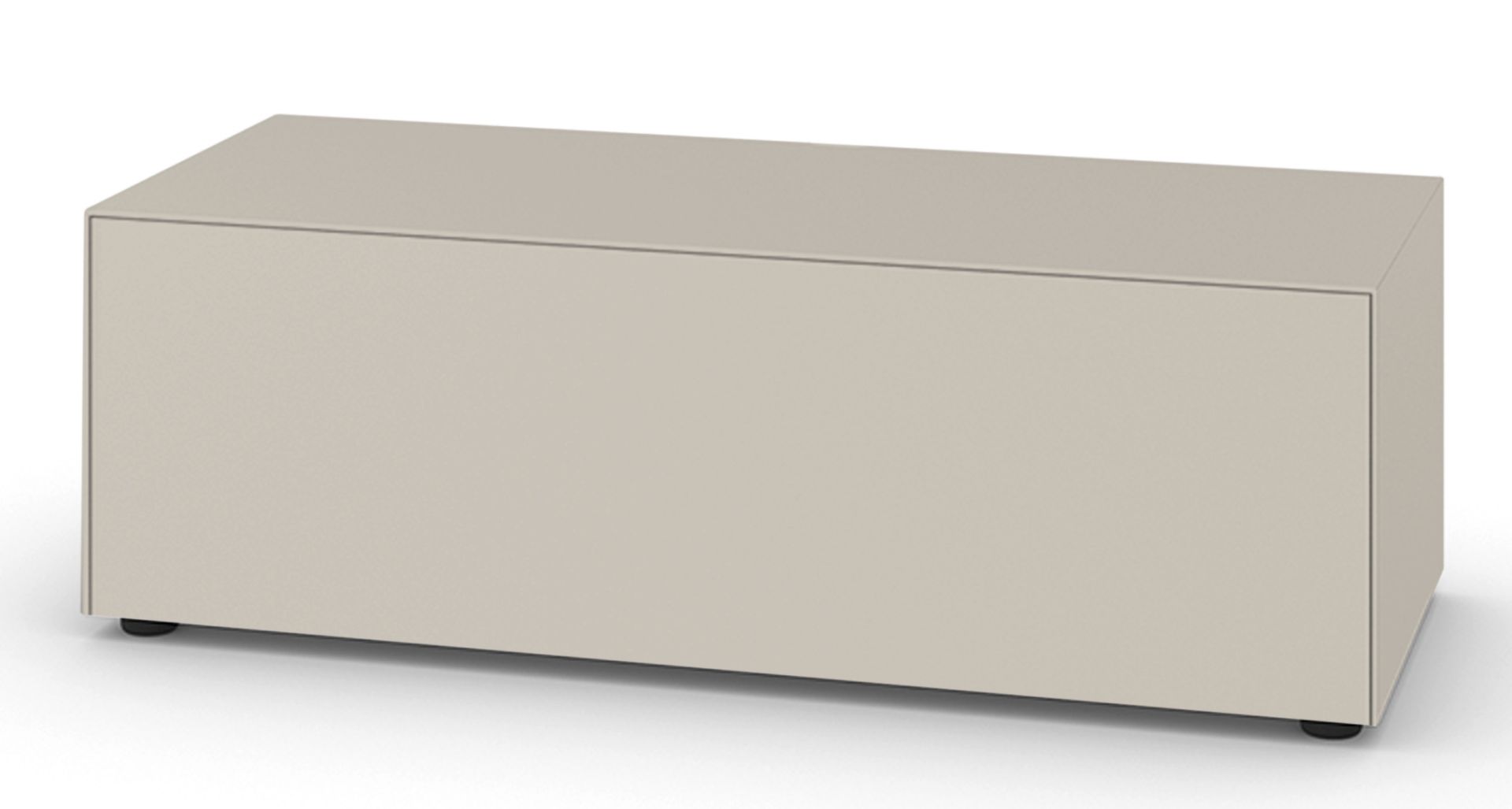 Piure Nex Pur Box Board mit Schubkasten in Sandgrau, modernes Sideboard für Wohnzimmer und Büro.