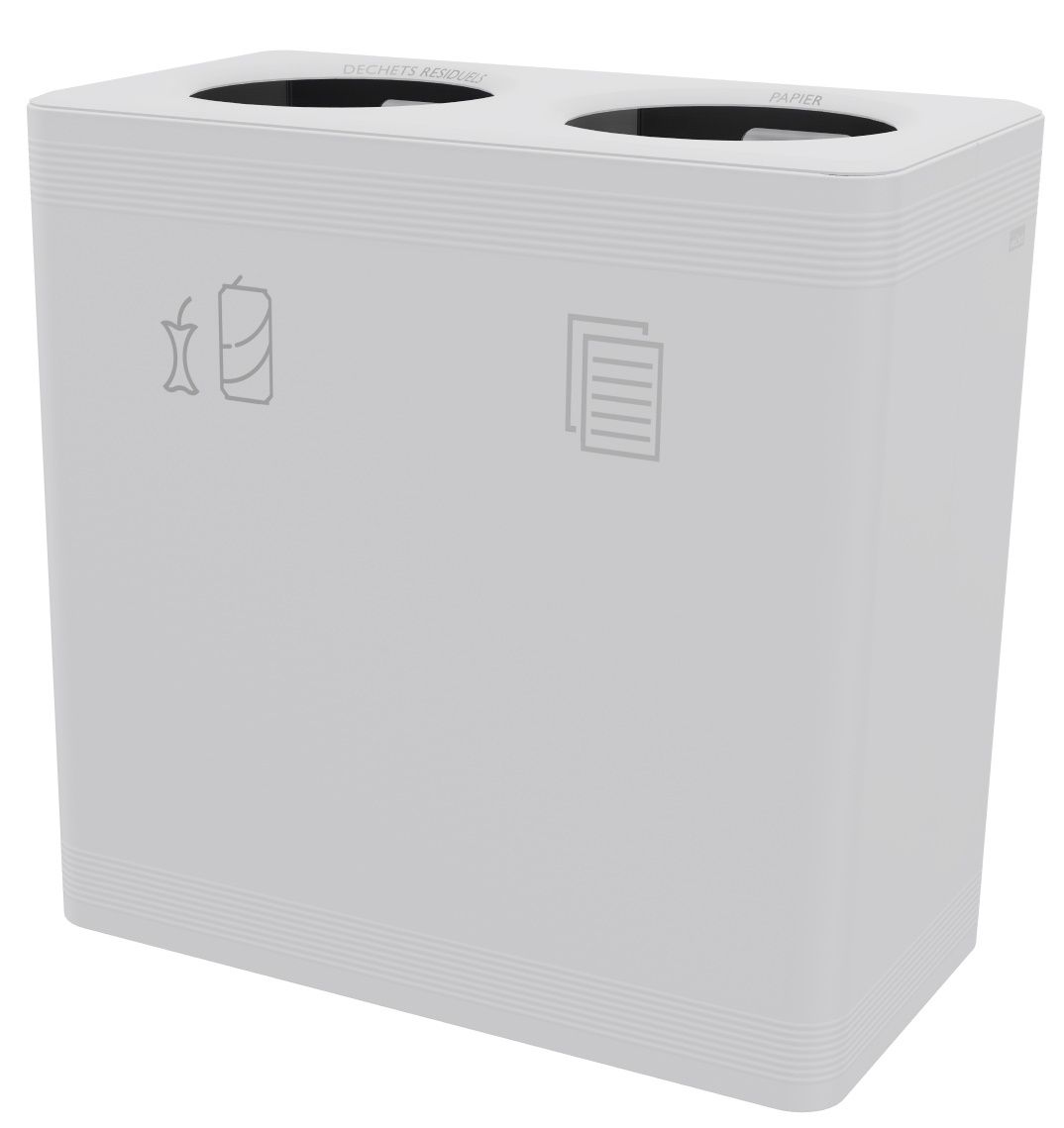 Weißes Ditch 2 Abfalltrennsystem Functionals für Restmüll und Papier, ideal für Büro und Haushalt.