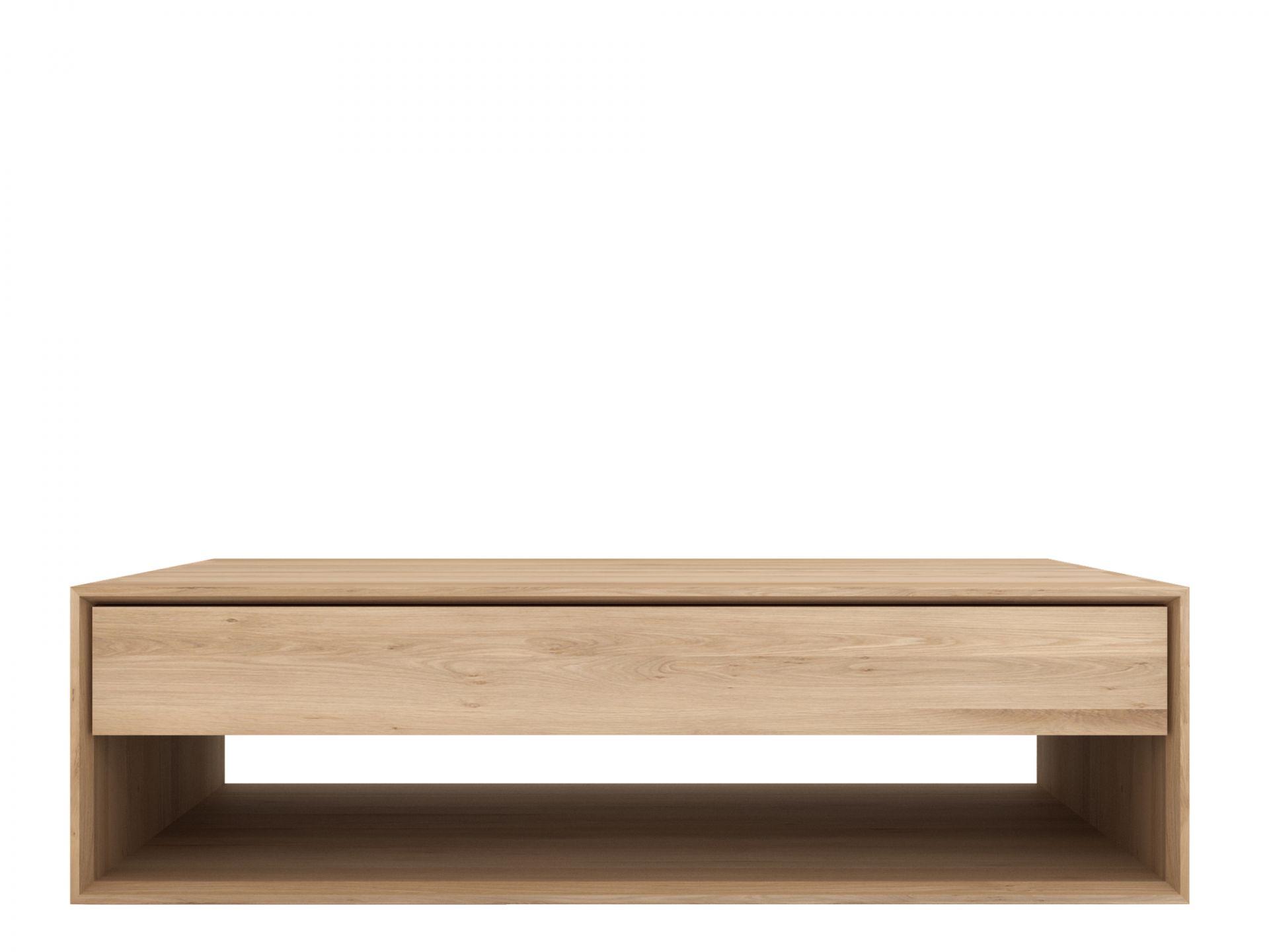 Nordic Couchtisch aus Eiche mit Schublade und Ablagefach. Modernes Design für Wohnzimmer.