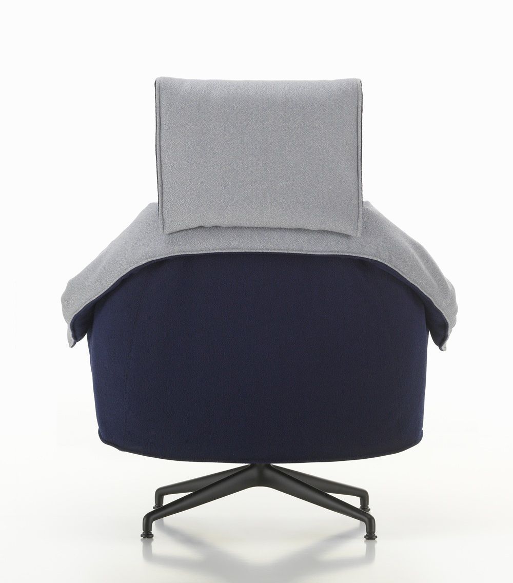 Bascule Fauteuil met hoge rugleuning en voetenbank Vitra