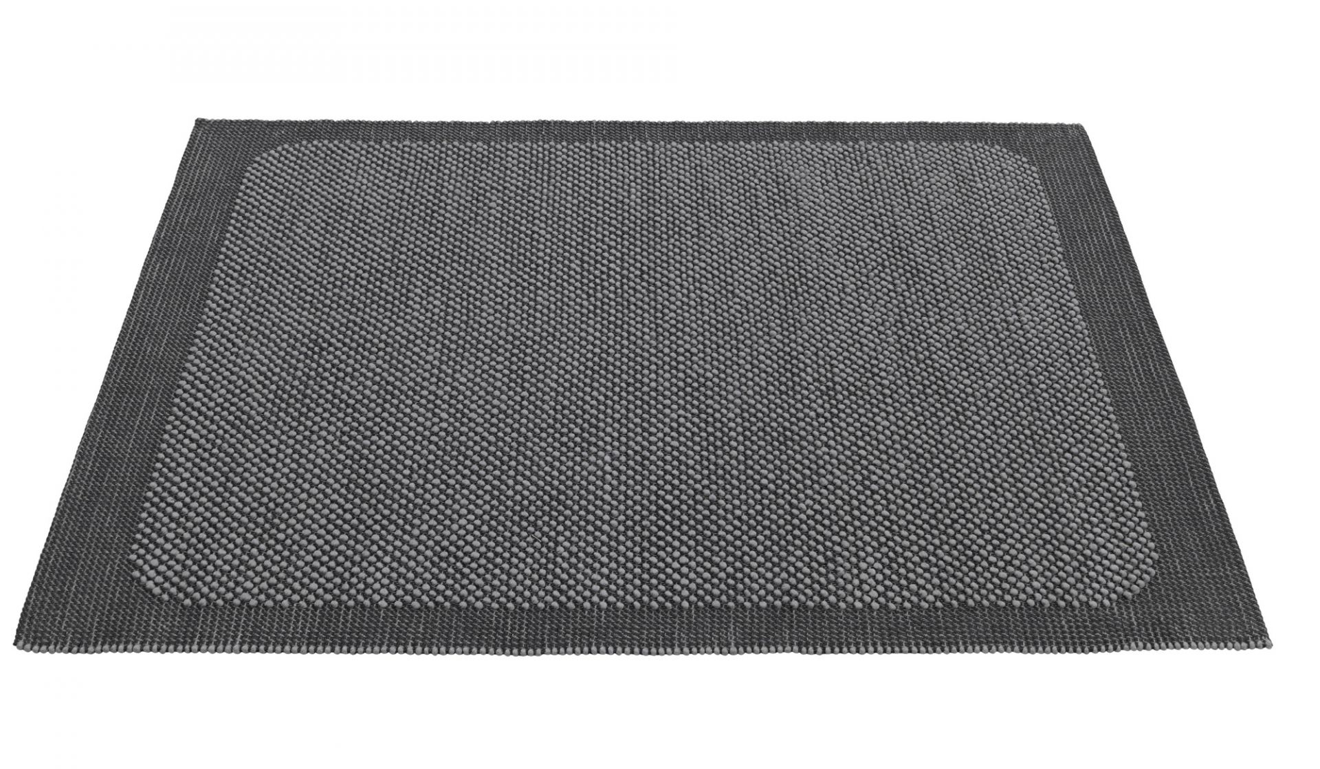 Grauer Pebble Rug Teppich von Muuto, ein moderner Wollteppich für Wohnzimmer und Schlafzimmer.
