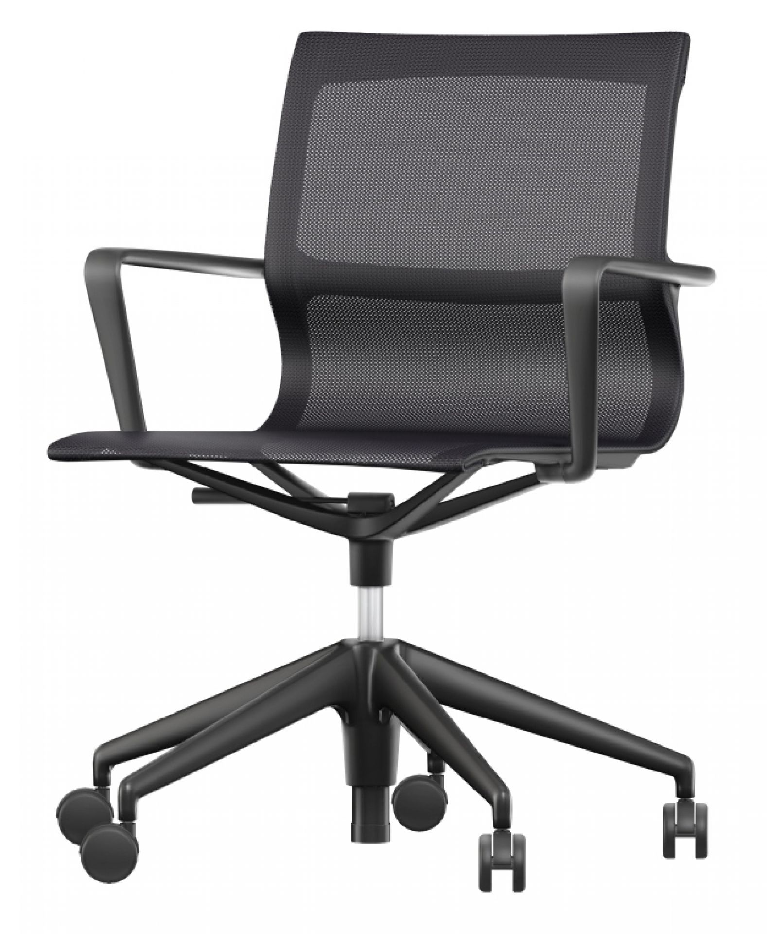 Schwarzer Physix Studio Bürostuhl von Vitra mit Armlehnen und Netzstoff, ergonomischer Drehstuhl für das Büro.