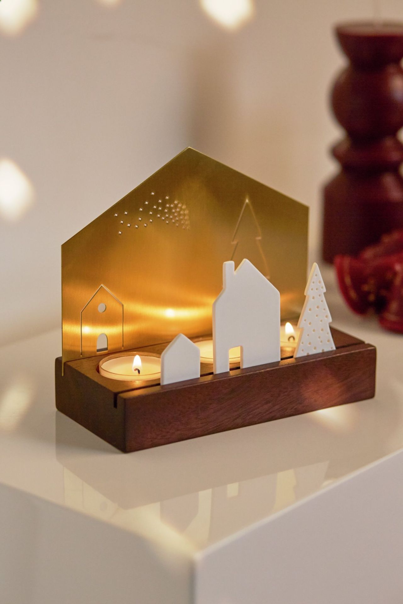 Licht object dorp porselein-metalen wielen
