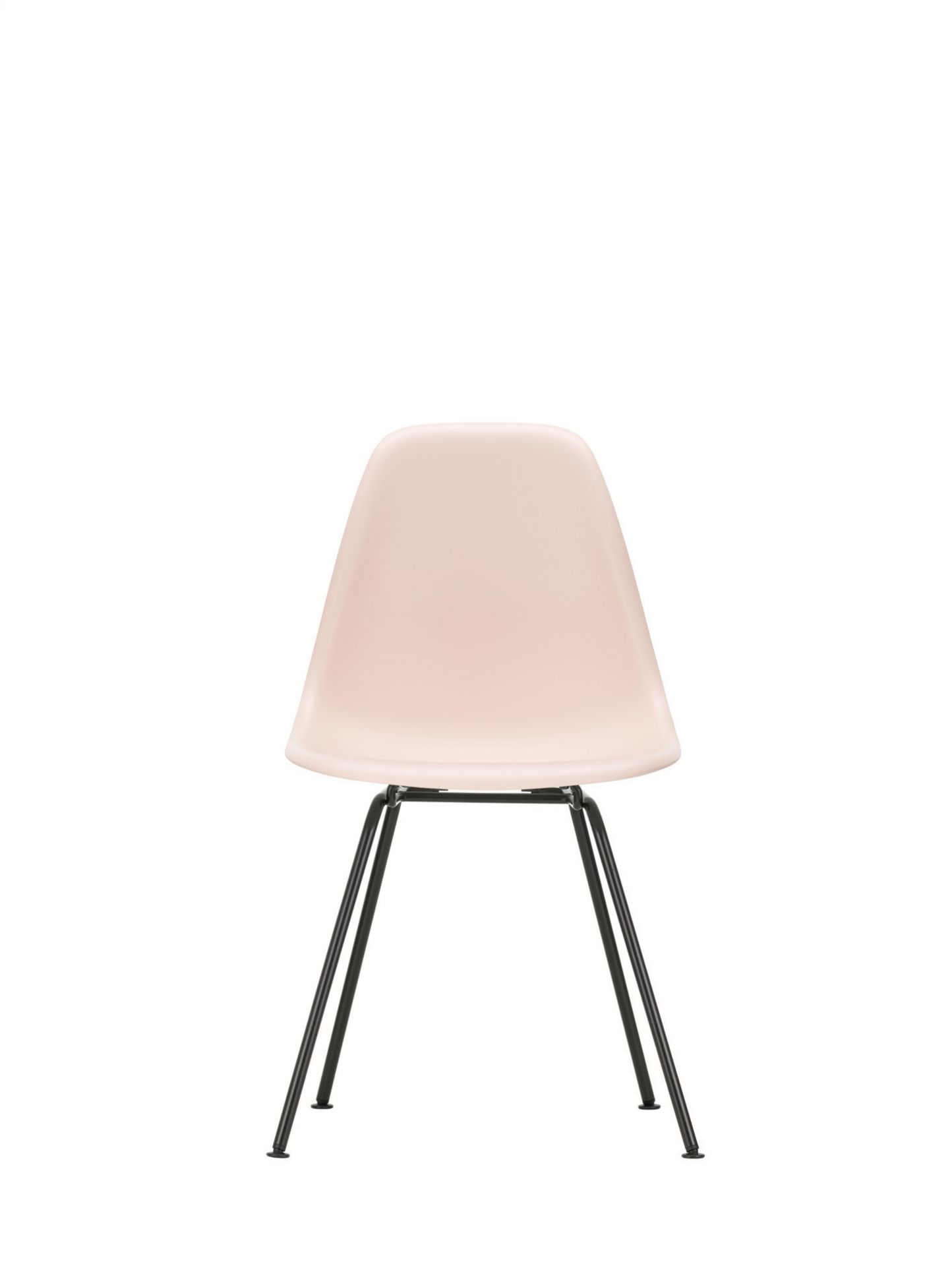 Eames Plastic Side Chair DSX, Vitra Stuhl in Granitgrau mit schwarzem Untergestell.