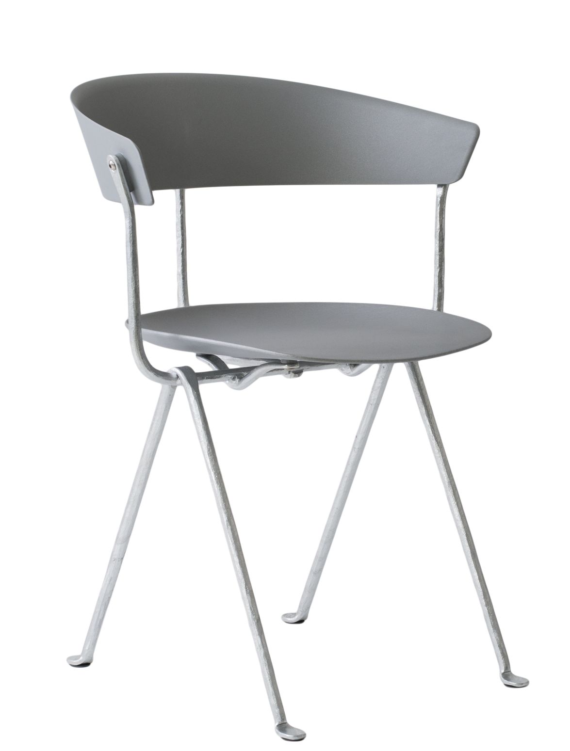 Grauer Officina Stuhl von Magis mit Polypropylen Sitz und Rückenlehne, Metallgestell für Esszimmer und Büro.