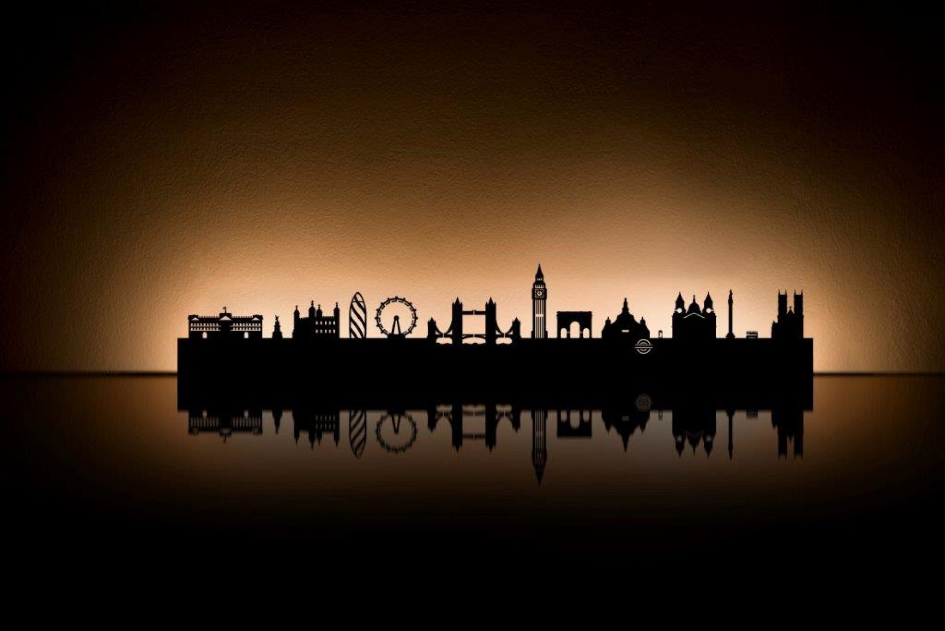 Licht City Kerzenständer Radius mit London Skyline Silhouette und Spiegelung, stimmungsvolle Dekoration.