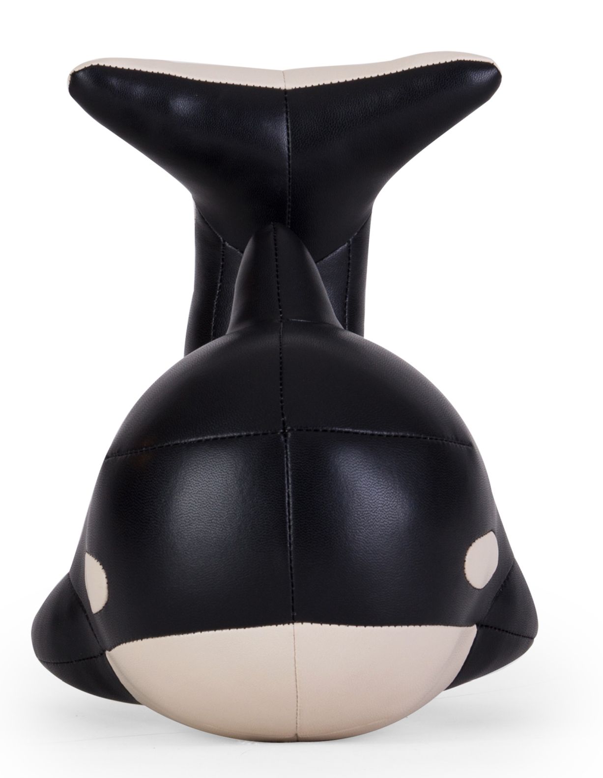 Türstopper Wal Mumu Züny aus Kunstleder, schwarz-weiß, in Form eines Orcas.