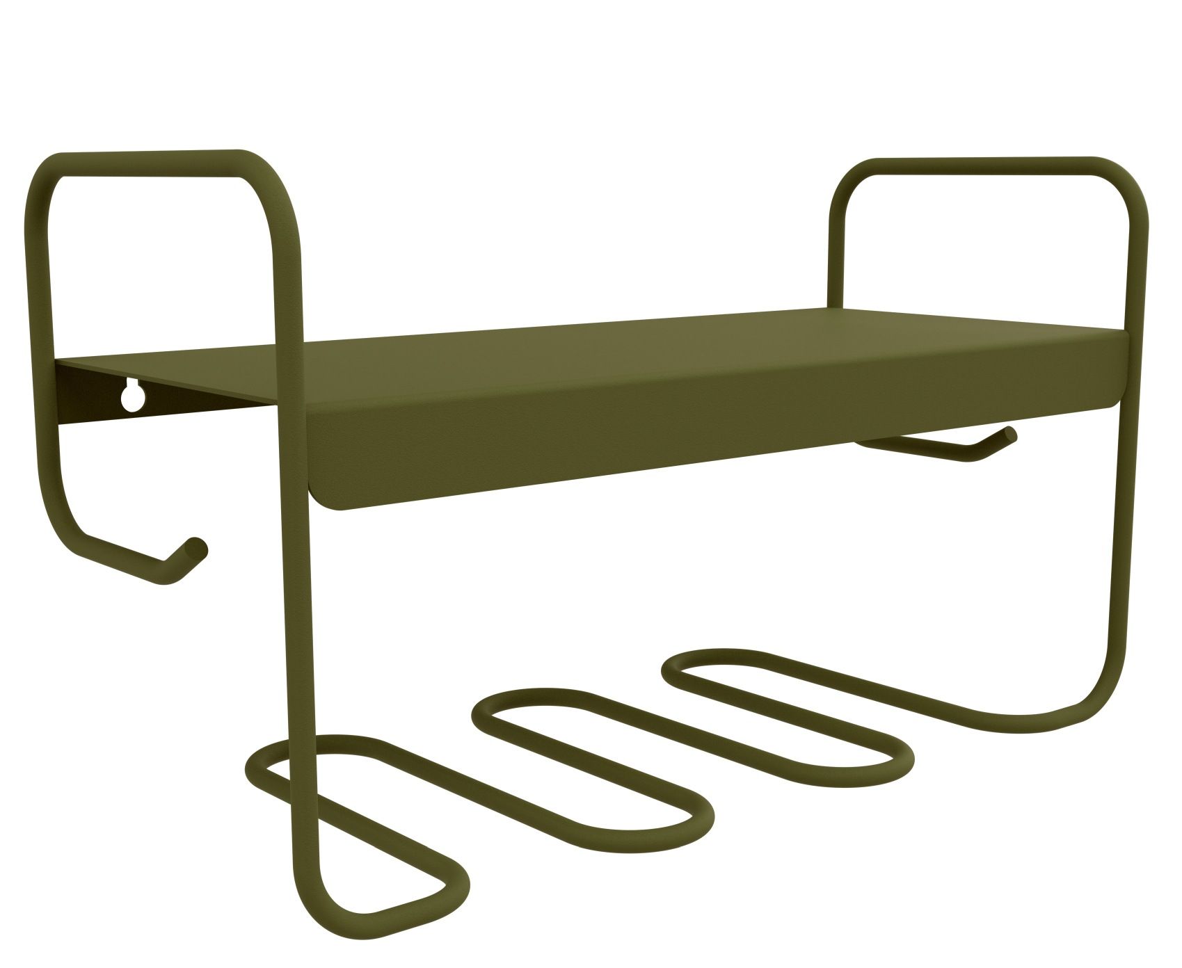 Picolino Wandregal von Fermob in Olivgrün für Innen und Außen, modernes Design mit Ablagefläche.