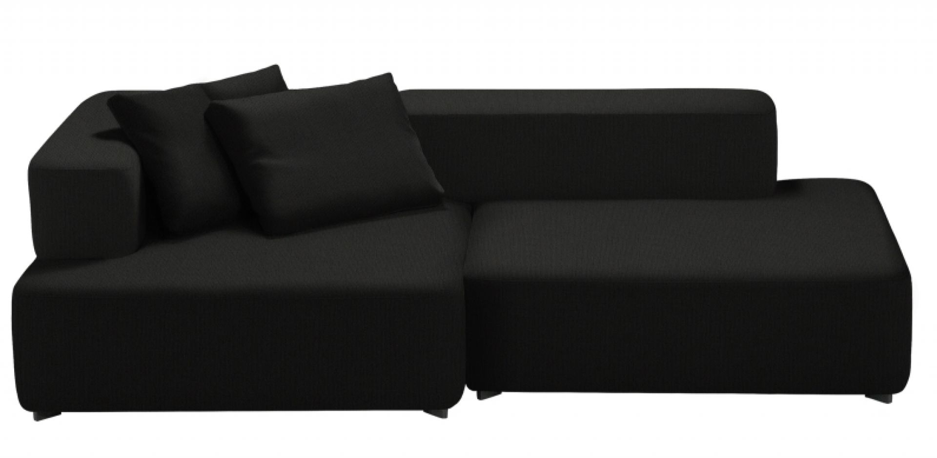 Schwarzes Alphabet Sofa 2-Sitzer mit Armlehne links von Fritz Hansen, modernes modulares Design Sofa.