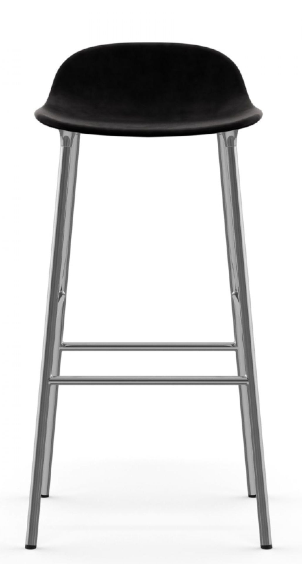 Form Barhocker von Normann Copenhagen, schwarze Sitzfläche, Stahlgestell, moderner Barstuhl für Küche oder Bar.