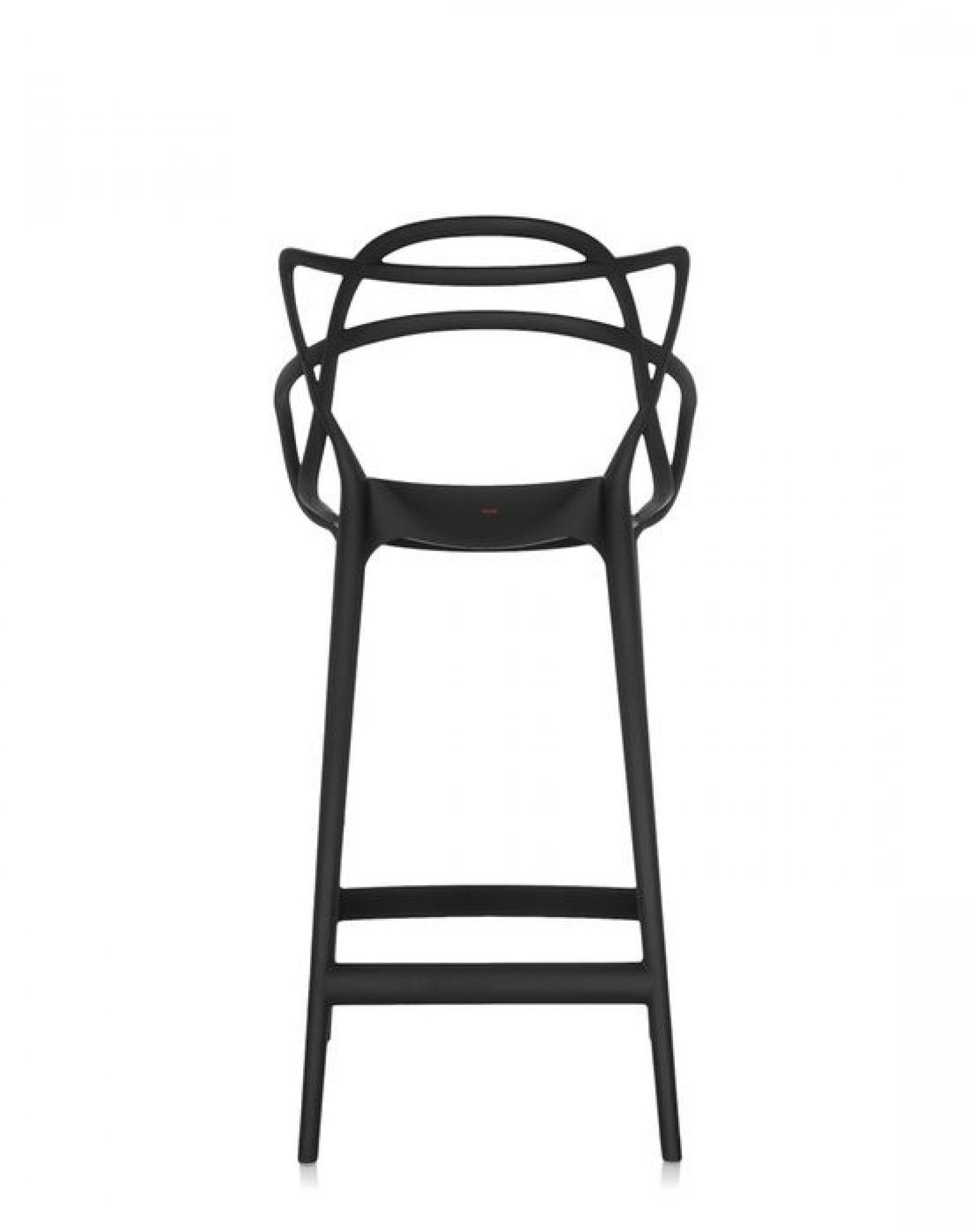 Schwarzer Masters Barhocker von Kartell mit geschwungenen Rückenlehnen und minimalistischem Design für moderne Küchen und Bars.