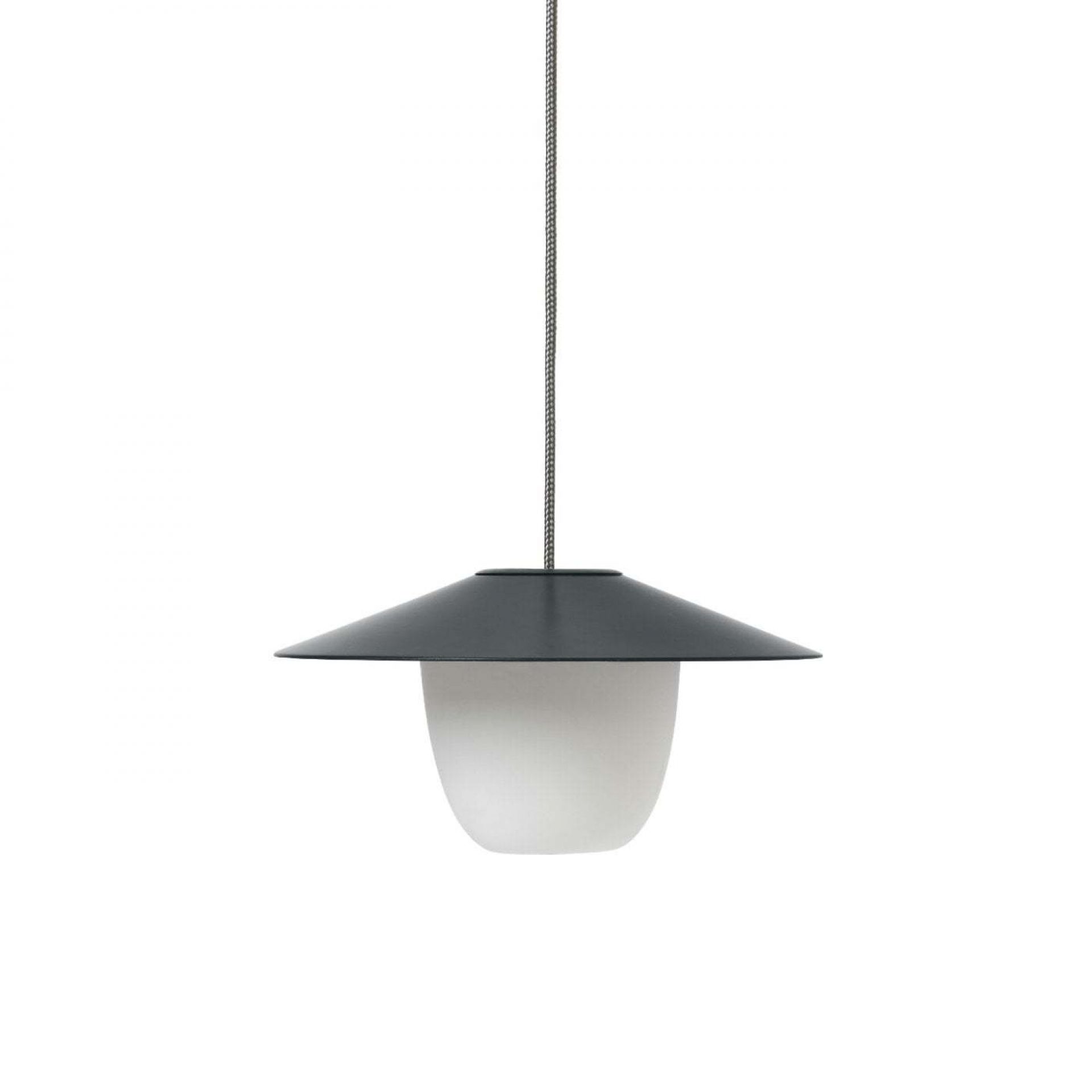 Blomus Ani Mobile LED Pendelleuchte, grauer Lampenschirm, warmweißes Licht, moderne Innenbeleuchtung.