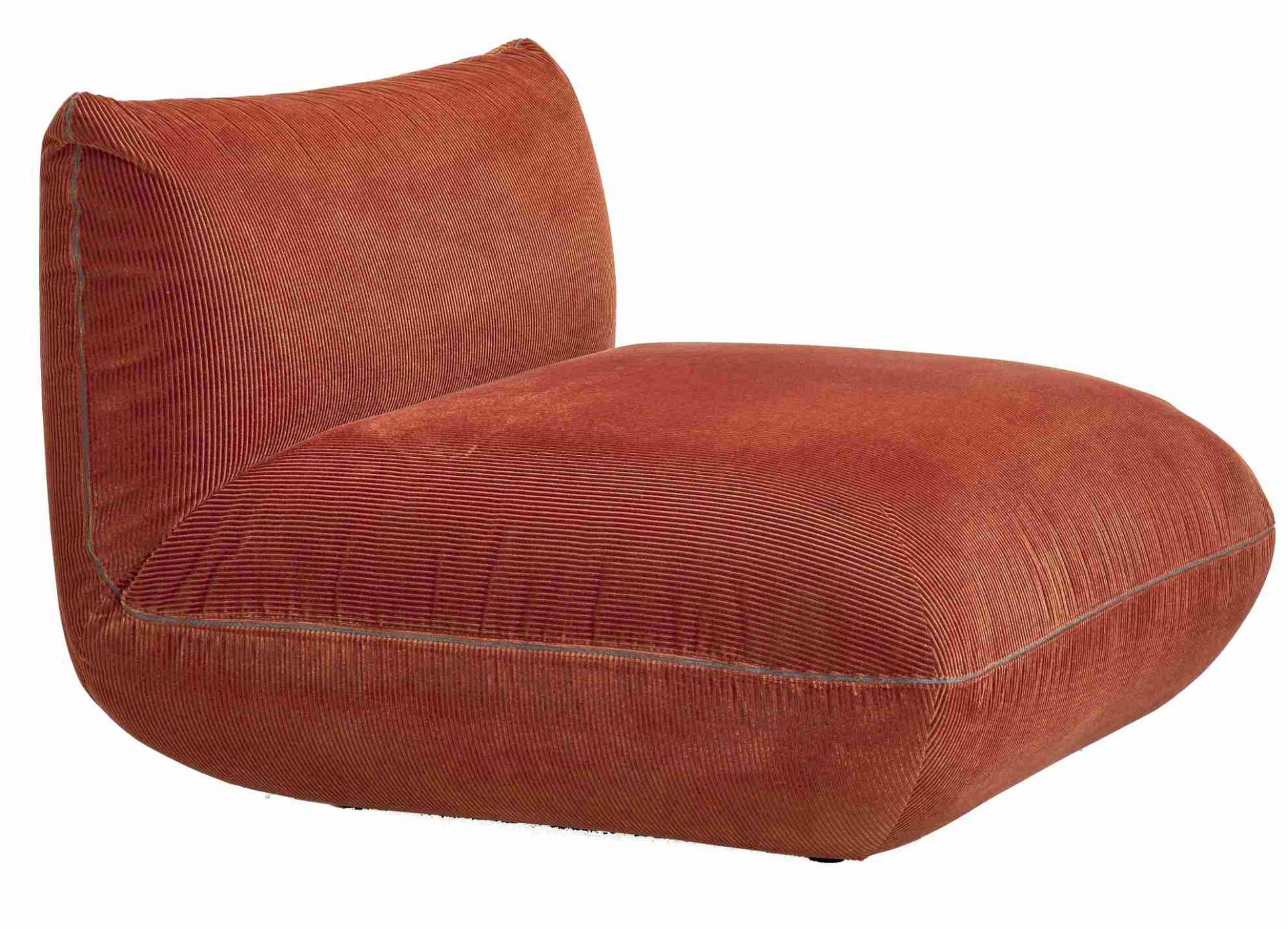 Jalis 21 Modulsofa: Einzelmodul ohne Armlehnen in Cord-Optik, terracottafarben, für flexibles Wohnen.