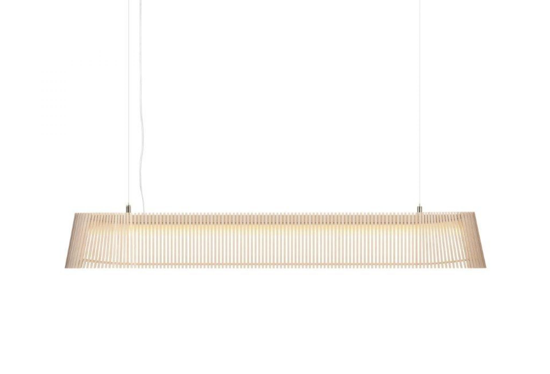 Helle Owalo Pendelleuchte von Secto Design aus Holzlamellen, modernes Design für Wohnzimmer und Esszimmer.