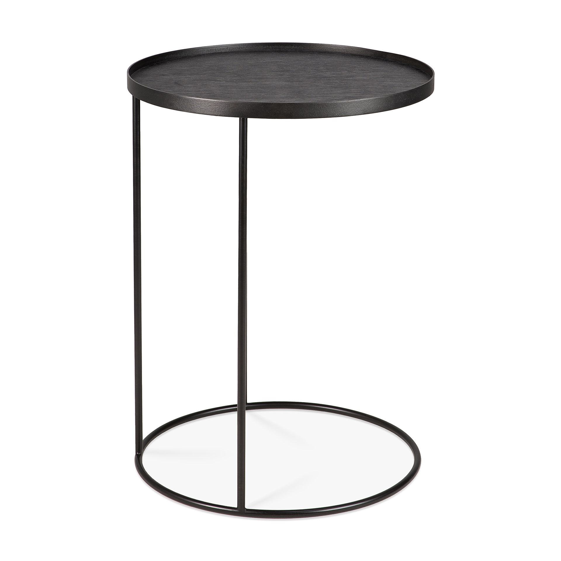 Schwarzer Ethnicraft Beistelltisch aus Holz mit lackierter Oberfläche und minimalistischem Design. Kleiner Tisch für Wohnzimmer.