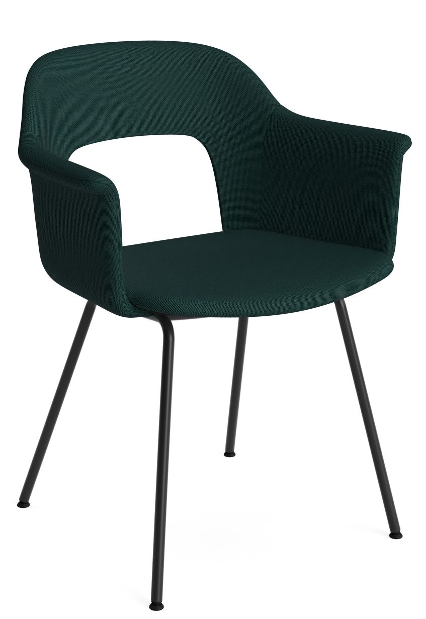 Layout Armchair von Hay, grüner Armlehnstuhl mit schwarzem Metallgestell, moderner Sessel für Wohnzimmer und Büro.