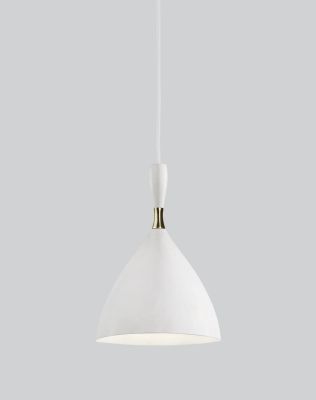 Weiße Dokka Pendelleuchte von Northern, moderne Hängelampe mit goldfarbenem Detail für stilvolle Innenbeleuchtung.