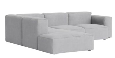 Helles Mags Soft Sofa Eckkombination mit niedriger Armlehne links von Hay, modernes Wohnzimmermöbel.