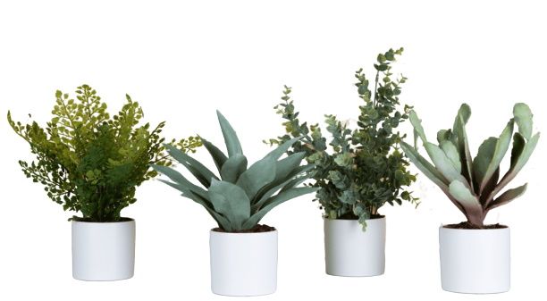 Phoenix-vetplanten in cilindervormige potten, set van 4, wit (flespotten) Kunstplant Tanaman   